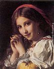 Famous Red Paintings - Portrait of a Girl with Red Shawl